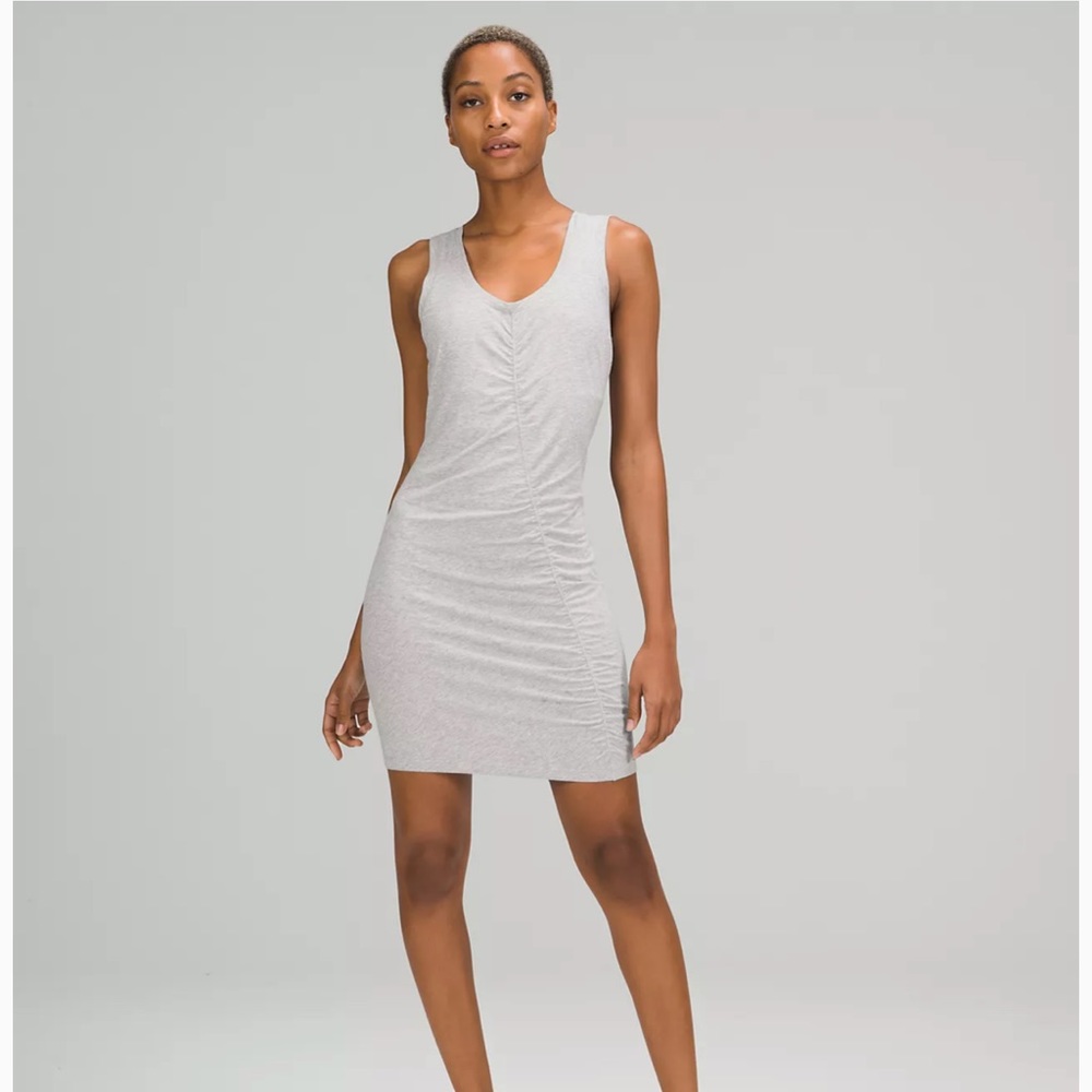 Lululemon LA Tight-To-Body Ruched Dress Light Grey